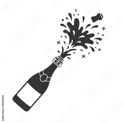 シャンパン開栓のシルエットアイコン