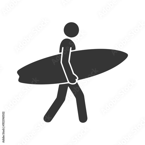 サーフボードを持つ人物のシルエットアイコン