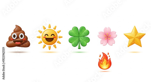 Collection of various emojis representing different concepts and emotions in a row 2.