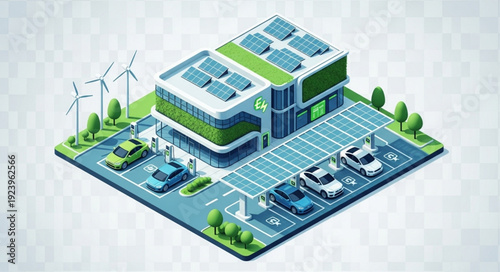 Sustainable energy building with solar panels and wind turbines ecofriendly design 1.