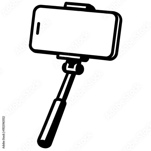 Selfie Stick with a Smartphone - Simple Vector Icon for Photography and Travel