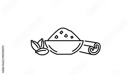 Garam Masala Line Icon Indian Spice Vector