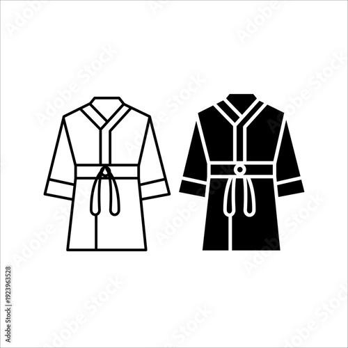 Bathrobe icon, Bathrobe on white background,  hotel bathrobe icon, clothes icon. bathroom sign. Bathrobe for hotels symbol. 