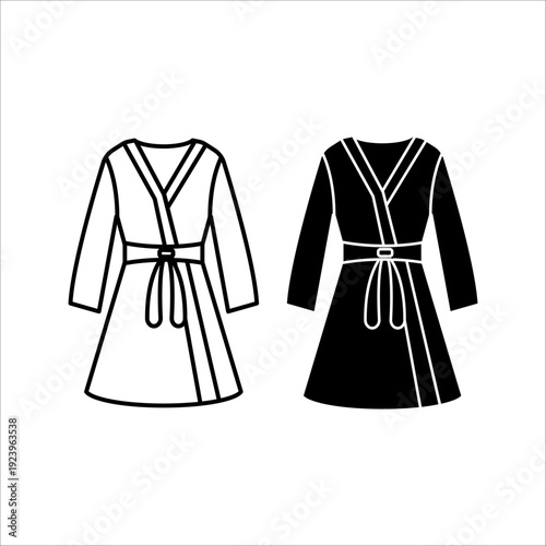 Bathrobe icon, Bathrobe on white background,  hotel bathrobe icon, clothes icon. bathroom sign. Bathrobe for hotels symbol. 