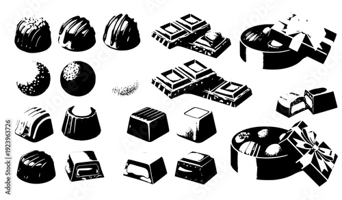 Chocolate gift box and classic bar collection vector