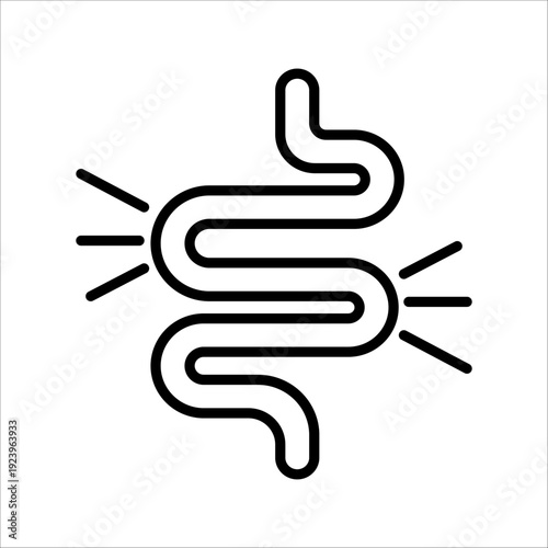 Intestine icon. Bowel symbol. Human anatomy, guts or intestinal tract vector illustration. Digestion sign. Abdominal gastric belly icon isolated.