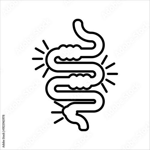Intestine icon. Bowel symbol. Human anatomy, guts or intestinal tract vector illustration.