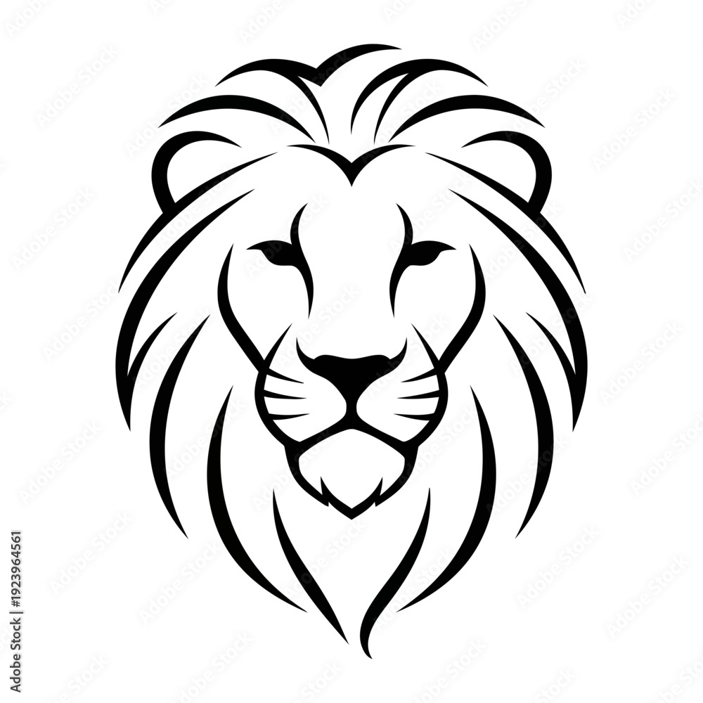 Fototapeta premium A black and white drawing of a lion's head