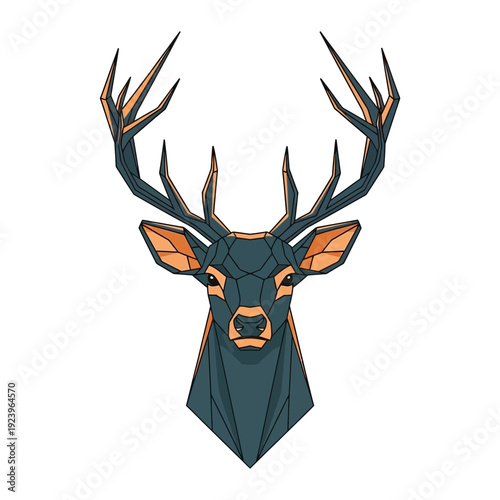 A pixel art illustration of a deer head with antlers