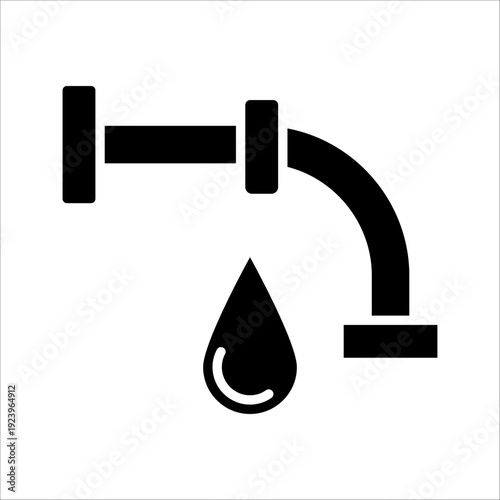 Water Pollution Icon: Pipe Discharging Waste into Water