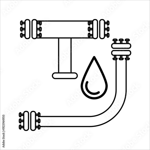 Pipe Icon, Pipe Fitting Icon, Water, Gas, Oil Pipeline, Plumbing Work Vector Art Illustration