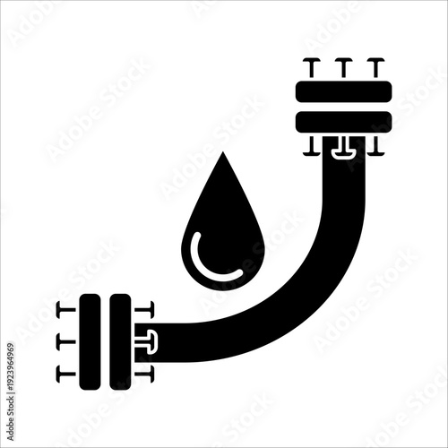 Pipe Drain Sewer Drainage Pipeline Tube Leak Leakage Plumbing Faucet Bathroom Leaking Piping Black White Icon Sign Symbol Vector Illustration Artwork