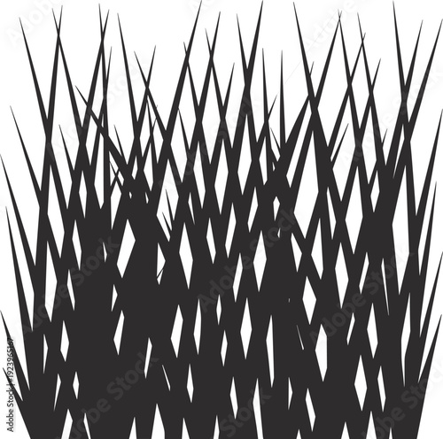 Abstract black and white pattern resembling sharp grass blades or jagged spikes texture