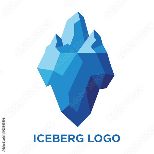 Geometric iceberg logo in shades of blue on white background icon
