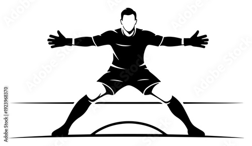 Professional goalkeeper silhouette in ready stance to defend the goal
