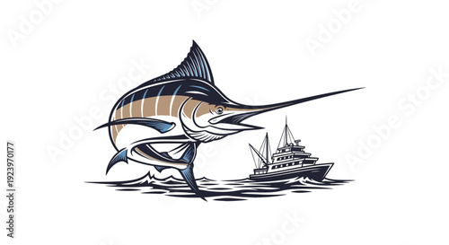 Majestic marlin leaps from the ocean a symbol of sport fishing.