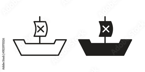 Pirate ship icons suitable for infographics, websites and print media and interfaces. Line vector icon.