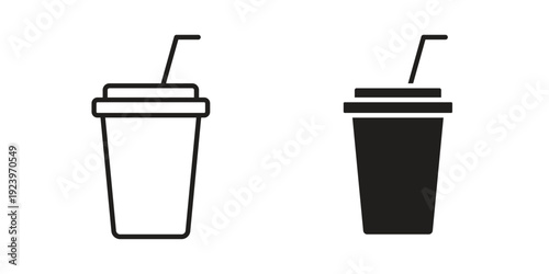 Plastic drinking cup icons suitable for infographics, websites and print media and interfaces. Line vector icon.