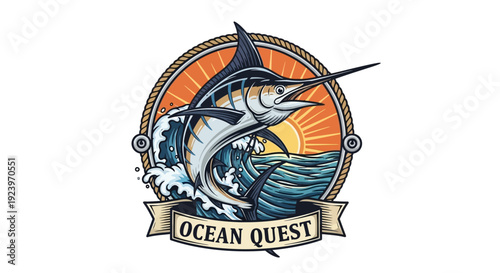 Ocean Quest Logo Depicting a Marlin Jumping Out of the Ocean.