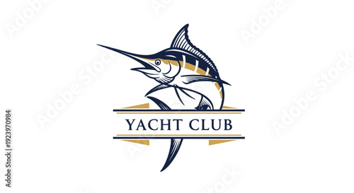Elegant Yacht Club Logo Featuring a Striking Swordfish Design.