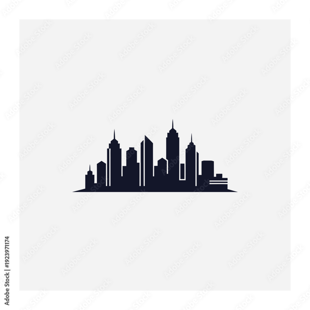 Naklejka premium A city skyline with tall buildings