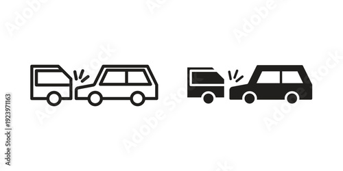 Rear end collision icons suitable for infographics, websites and print media and interfaces. Line vector icon.