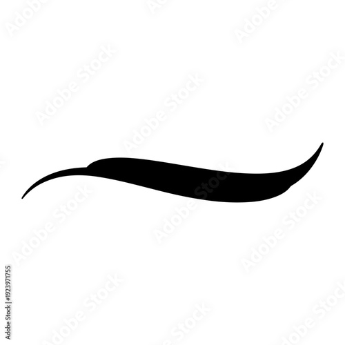 A black silhouette of a mustache on a white background