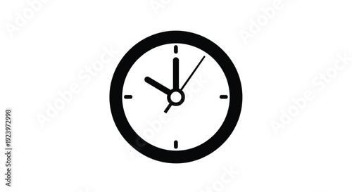 Simple black clock face showing ten o clock a stark silhouette