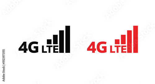 Two 4g lte signal strength indicators depicted as a black silhouette