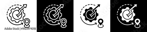 Development Zone Icon Set In Black And White Filled Style Collection