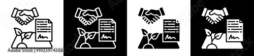 Land Acquisition Icon Set In Black And White Filled Style Collection