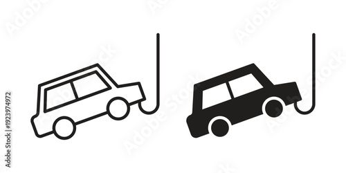 Towed car icons suitable for infographics, websites and print media and interfaces. Line vector icon.