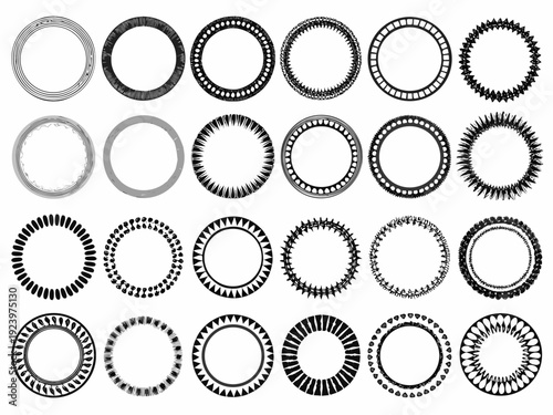 A pattern of concentric circles in varying sizes and densities arranged in a grid format
