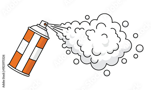 Spray Can Emitting White Mist Cloud Vector Illustration
