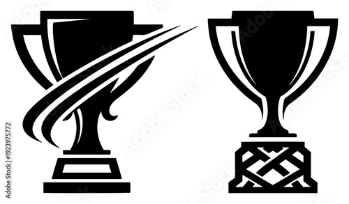 Two different championship winner trophy cup silhouettes for sports awards
