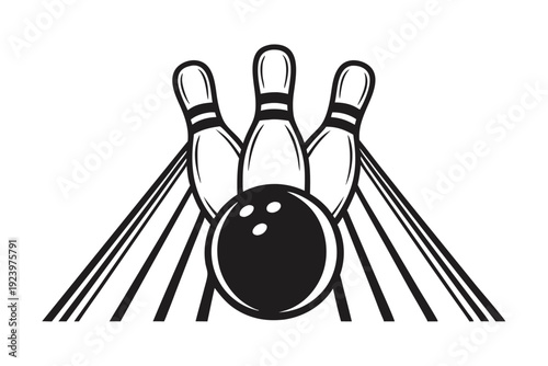 Three bowling pins stand firmly as a ball rests in front of them
