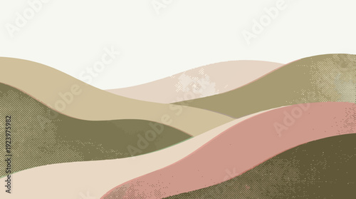 Abstract desert landscape with rolling dunes and organic textured layers