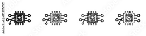 Sketch nano electronics icon design set