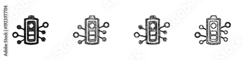 Sketch nano battery icon design set