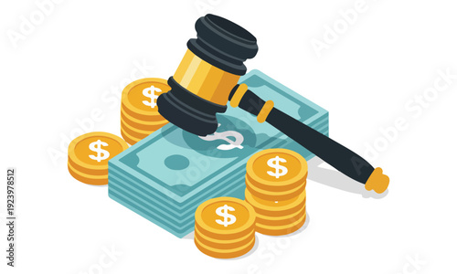 Gavel and Money Stacks - Legal Costs and Financial Justice Concept