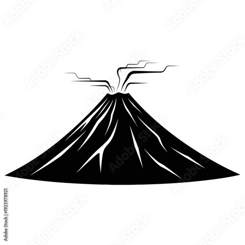 Volcano Erupting with Smoke and Lava.