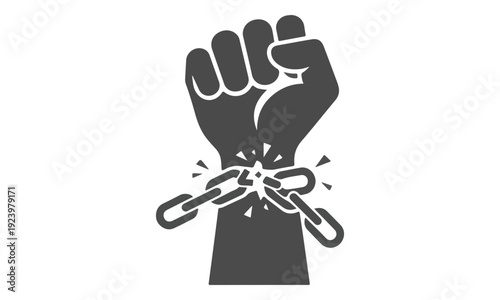Clenched Fist Breaking Chain, Freedom and Liberation Icon