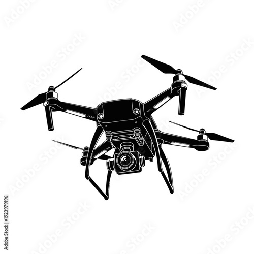 Drone with camera flying equipment illustration.