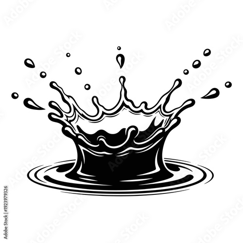 Black Ink Splash Droplets Illustration Isolated.