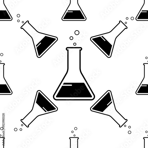 Laboratory Glass Beaker Icon Seamless Pattern