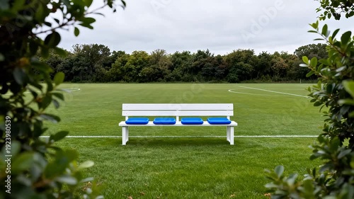 Bench on a grassy field