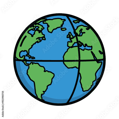 Cartoon illustration of the Earth showing continents and oceans.