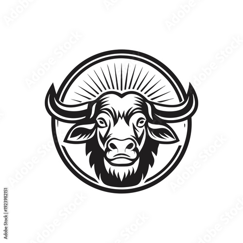 Majestic silhouette bull stands tall, its curved horns adding a powerful touch to its appearance