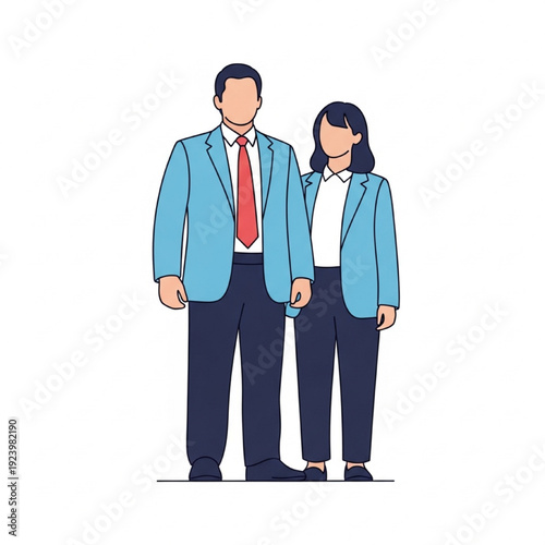 Confident Supportive Figure Standing Behind Leader, Teamwork and Strength Vector Illustration