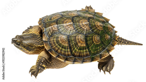 Fotografía Isolated Common Snapping Turtle viewed from above, a reptile with unique pattern